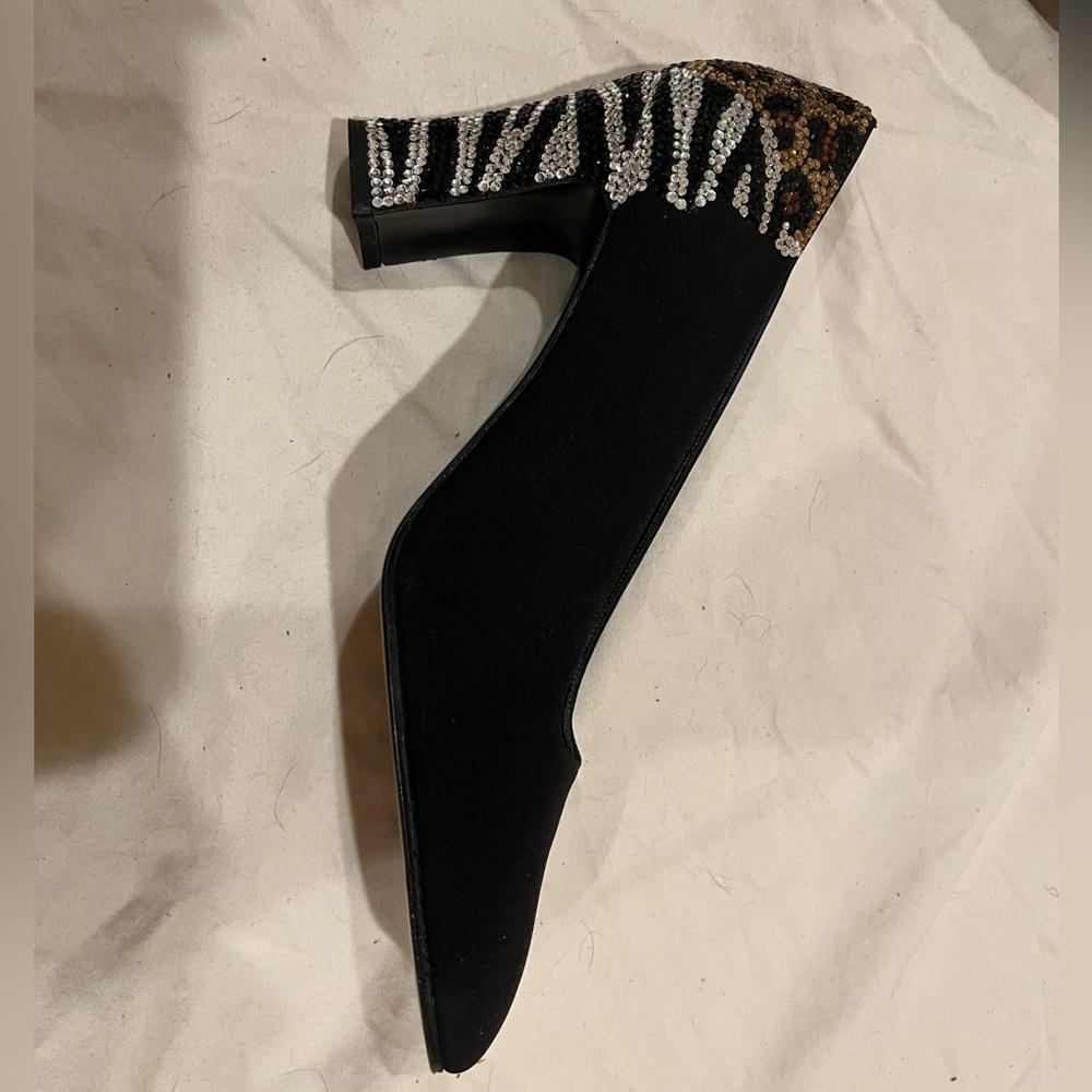 Stuart Weitzman Tigereye Black Peau Heels View 3